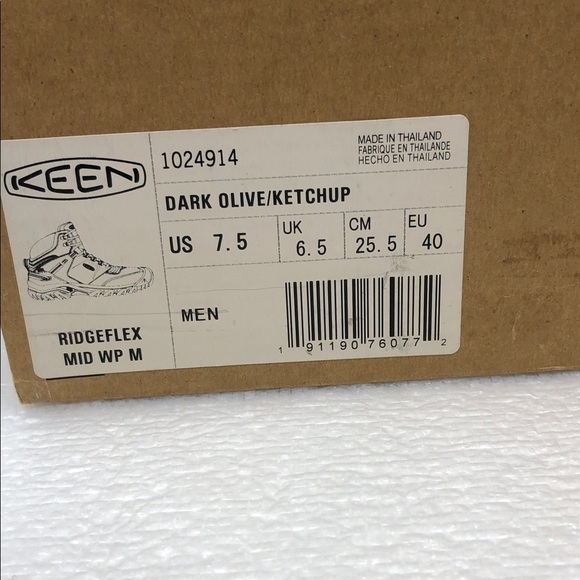 NEW Keen Boots Ridge Flex Mid Hiking Waterproof Dark Olive/Red Mens Size 7.5 main image 8